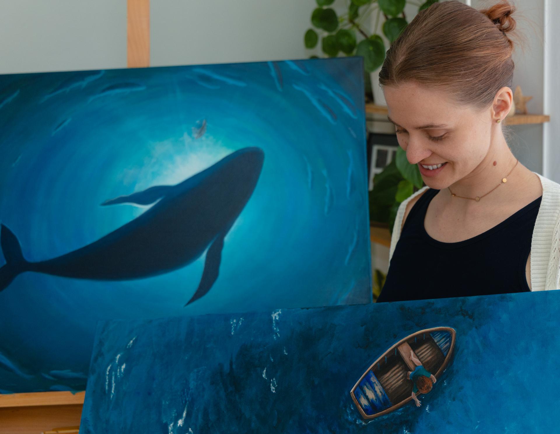 Deep Sea – Bilder-Duo Acryl auf Leinwand, präsentiert von der Künstlerin Lisa Mona